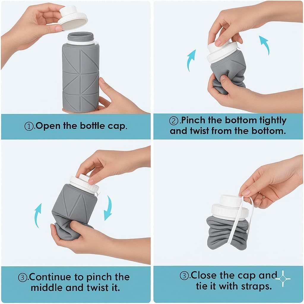 Foldable, Reusable Travel Water Bottle