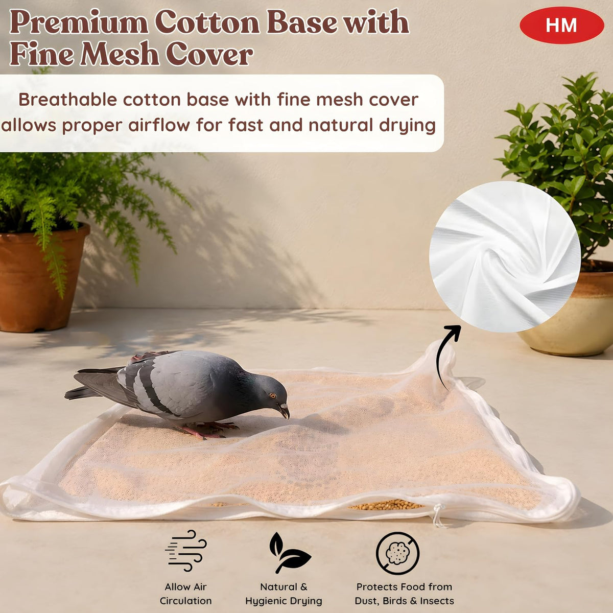 Sun Drying Cloth with Net for Grains